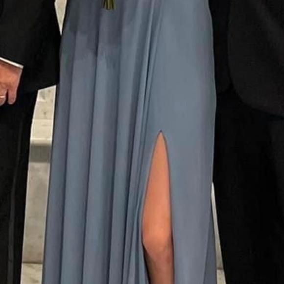 Slate Blue Long Formal Dress - Picture 2 of 9